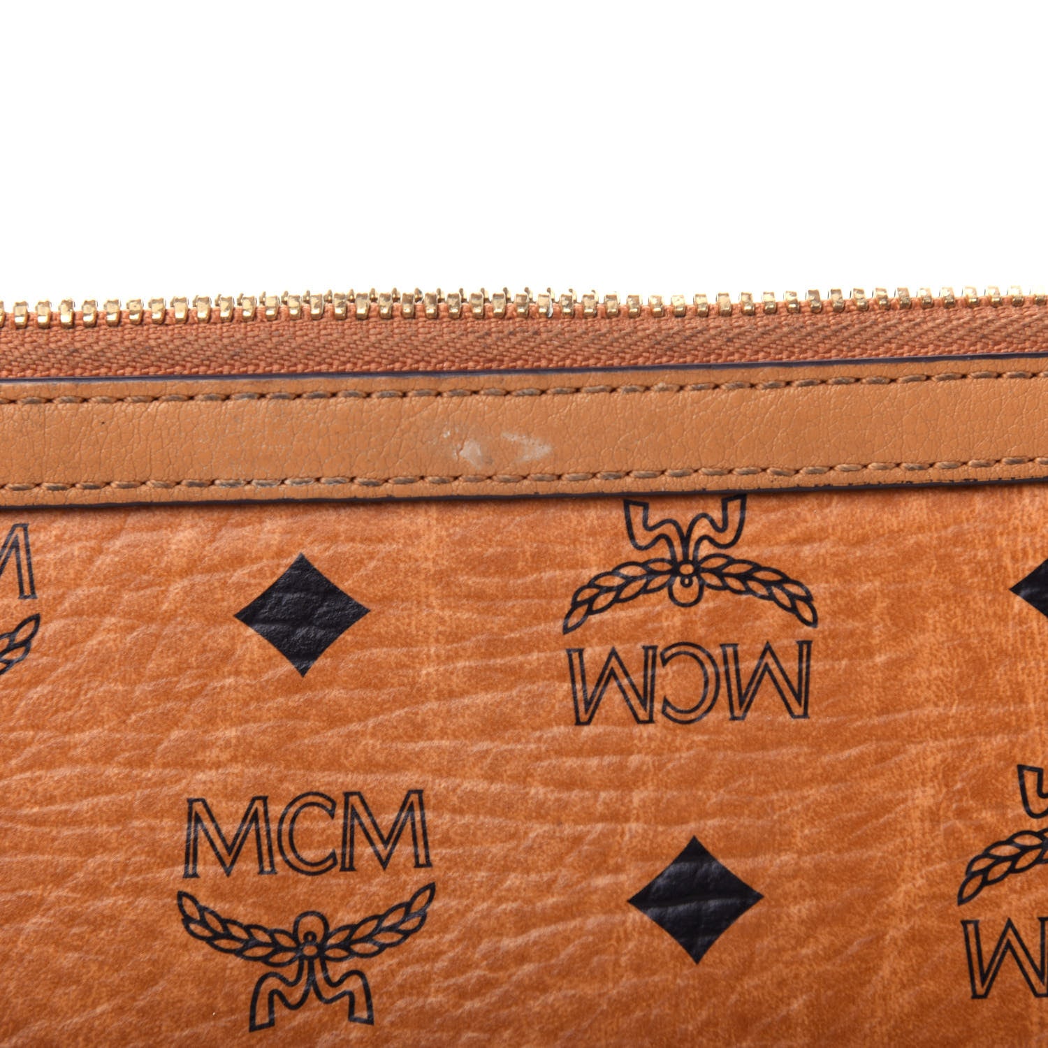 MCM Visetos Liz Shopper Tote Pouch Cognac 9 of 9