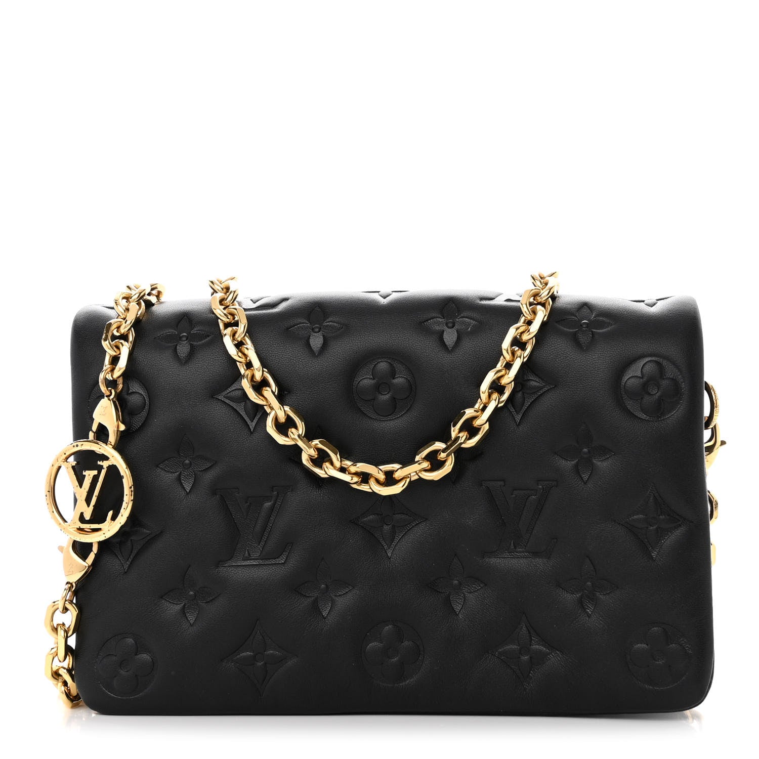 Louis Vuitton Lambskin Embossed Monogram Pochette Coussin Black 1 of 15