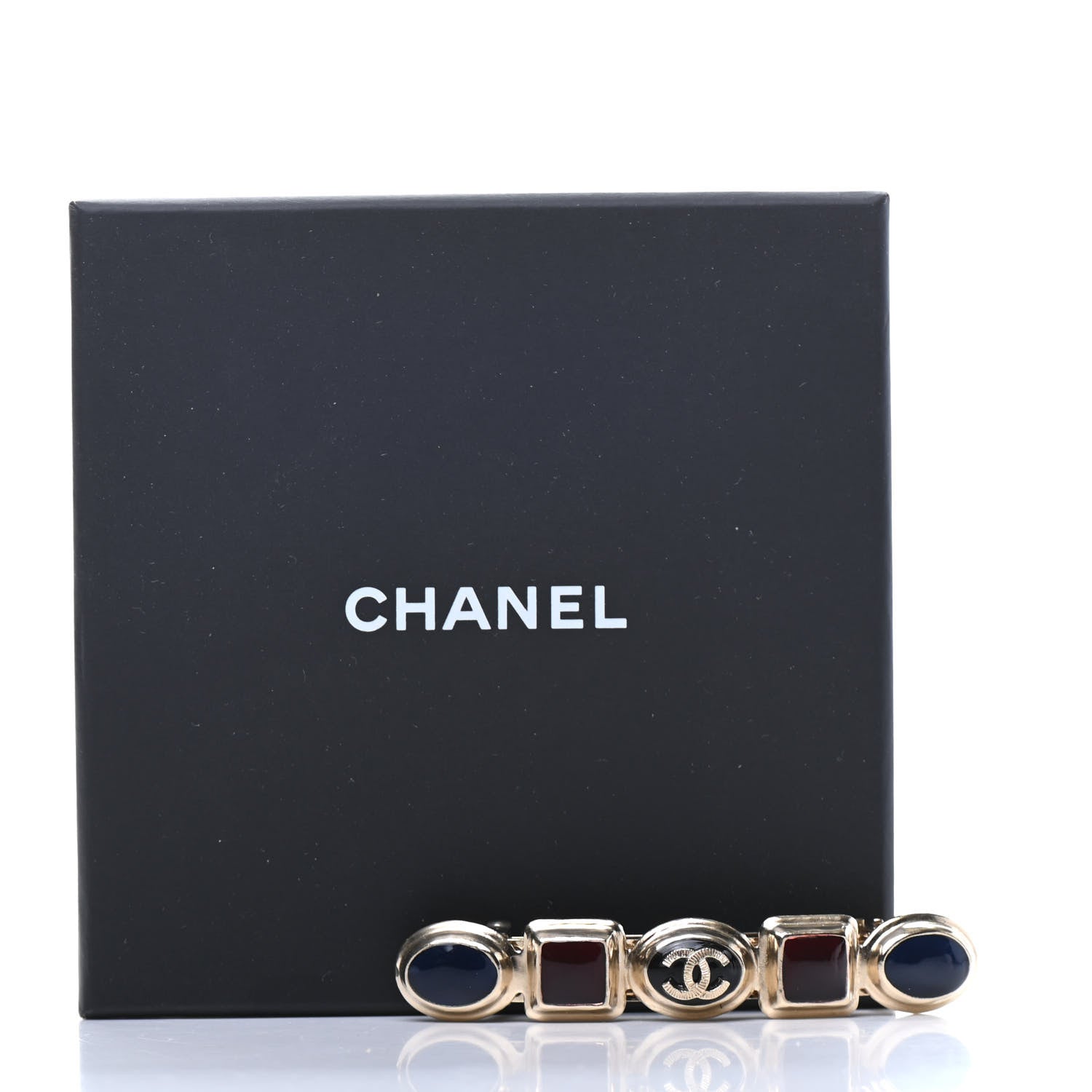 Chanel Enamel CC Hair Clip Barrette Blue Red 5 of 5