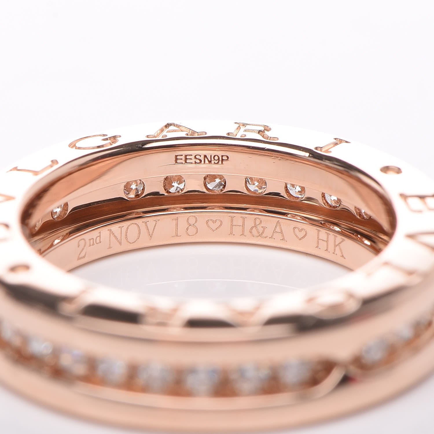 Bulgari 18K Rose Gold Diamond B.Zero1 One-Band Pave Ring 46 3.75 5 of 7
