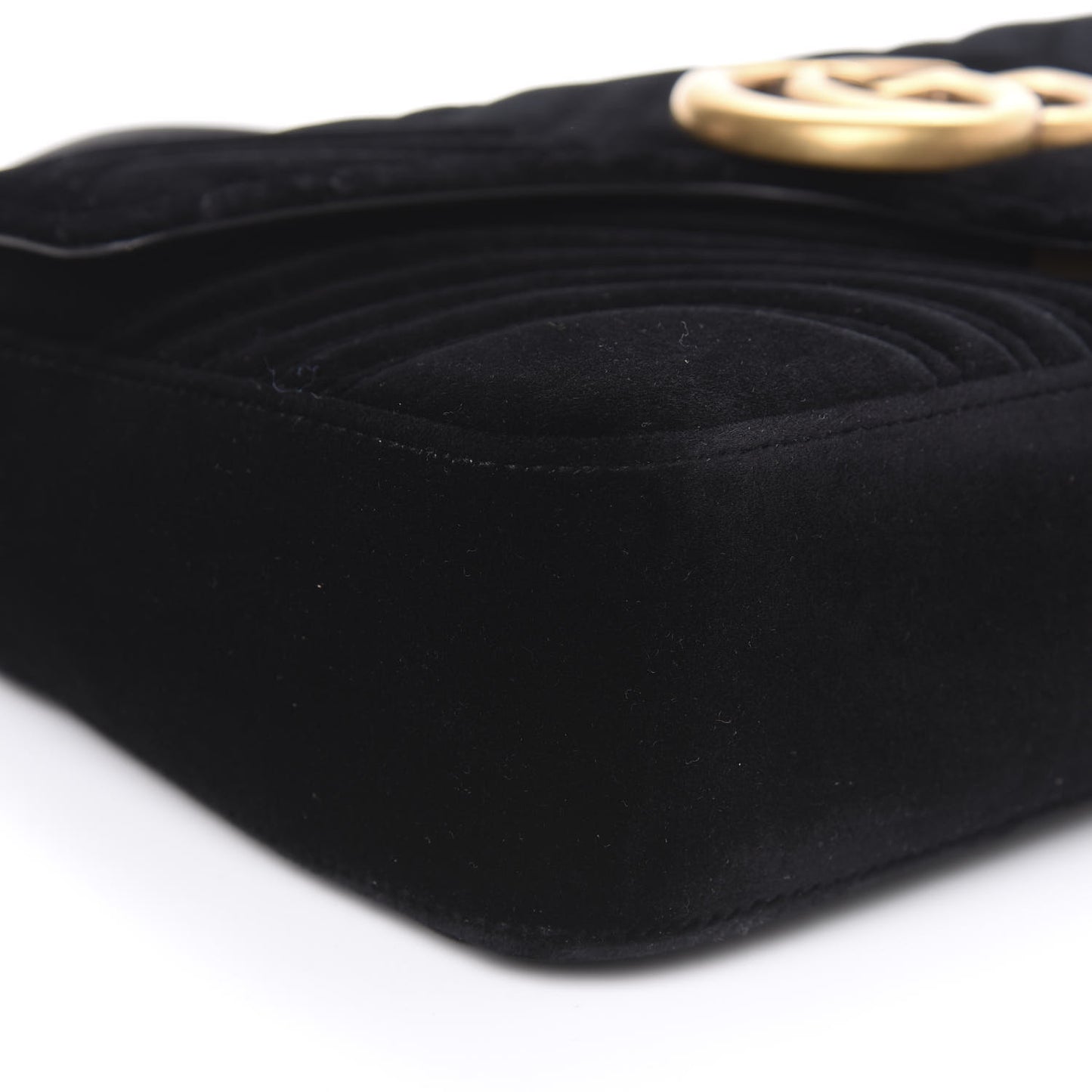 Velvet Matelasse Medium GG Marmont Shoulder Bag Black