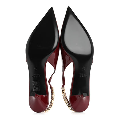 Gucci Patent Signoria 35mm Slingback Pumps 39 Rosso Ancora 6 of 10