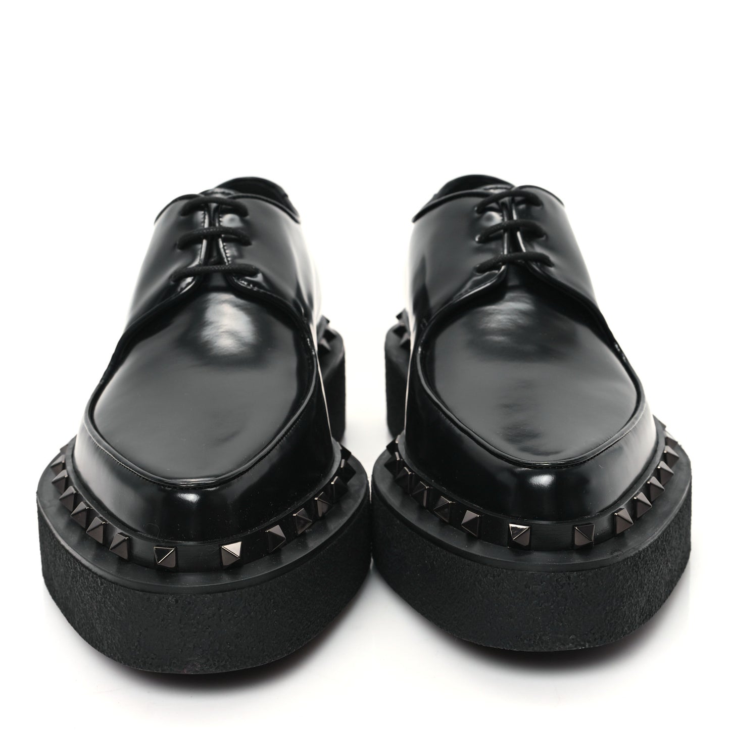 Calfskin Rockstud Womens M-Way Derby Loafers 41 Black