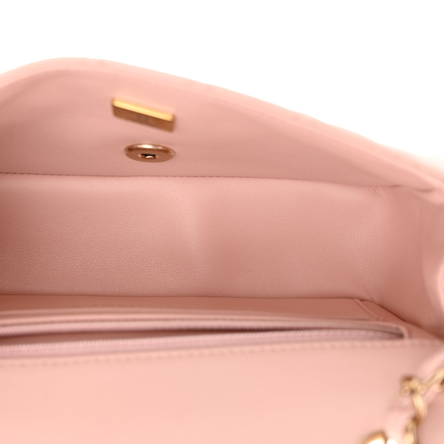 Lambskin Quilted Mini Rectangular Flap Light Pink