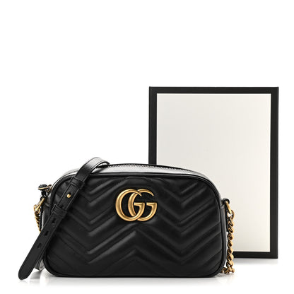 Gucci Calfskin Matelasse Small GG Marmont Chain Shoulder Bag Black 11 of 11
