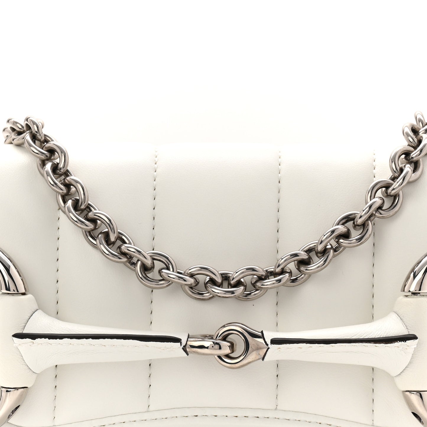 Nappa Vertical Matelasse Small Maxi Horsebit Chain Shoulder Bag Great White