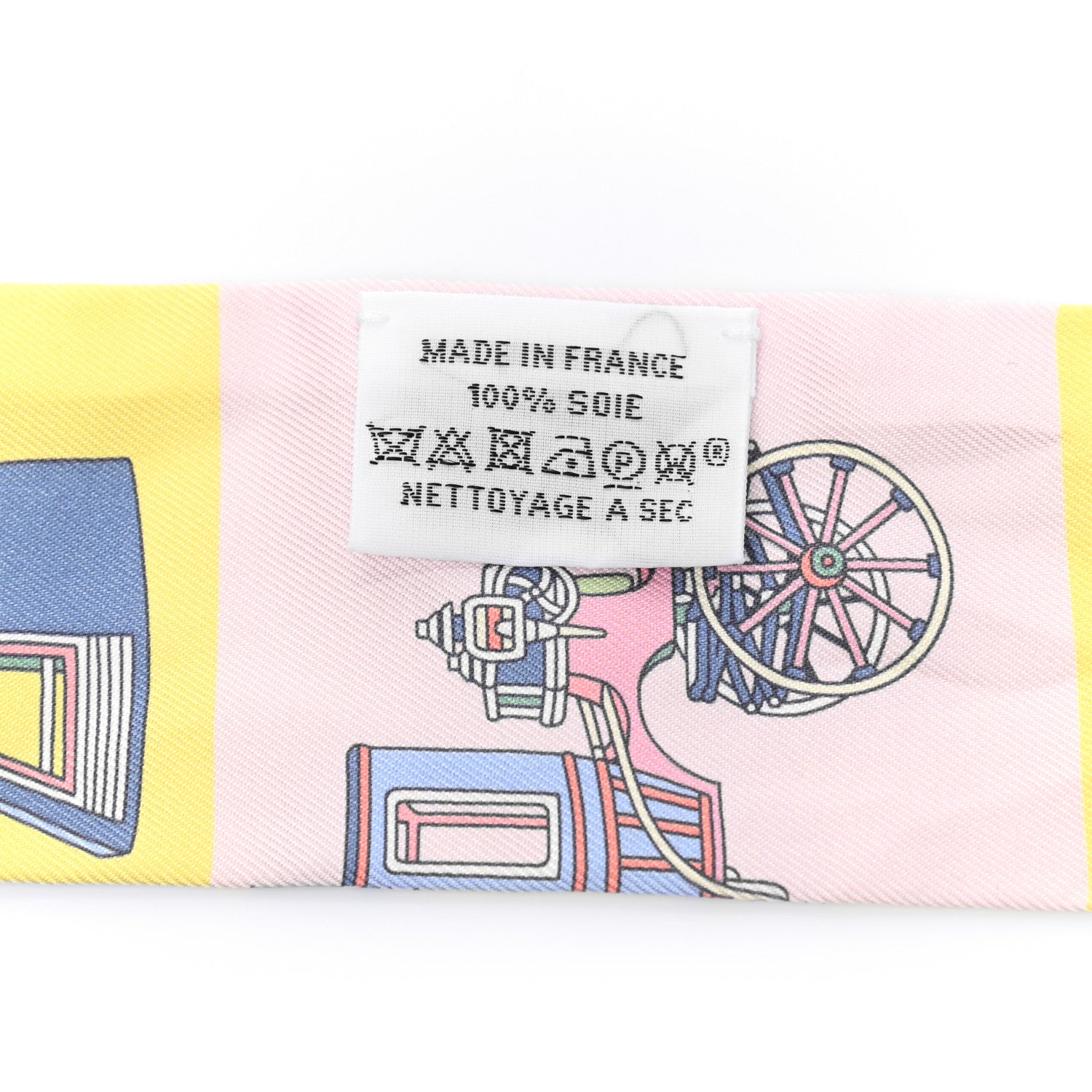 Hermes Silk Les Voitures Exquises Twilly Rose Pale Jaune Pale 2 of 4