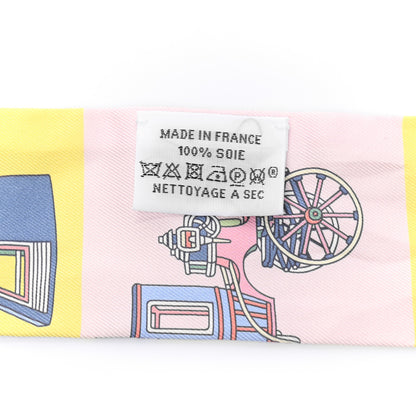 Hermes Silk Les Voitures Exquises Twilly Rose Pale Jaune Pale 2 of 4
