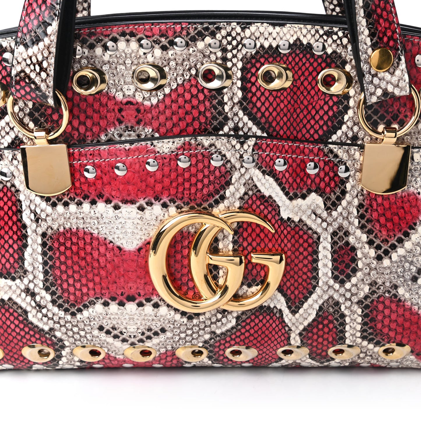 Snakeskin Large Arli Top Handle Bag Pink Beige