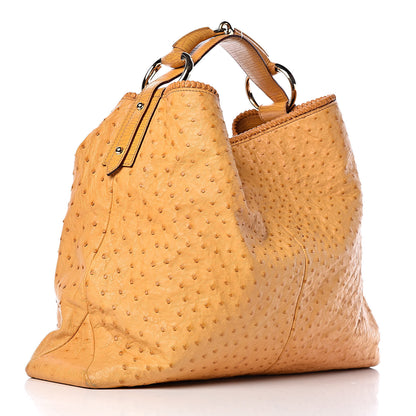 Gucci Ostrich Large Horsebit Chain Hobo Yellow 3 of 14