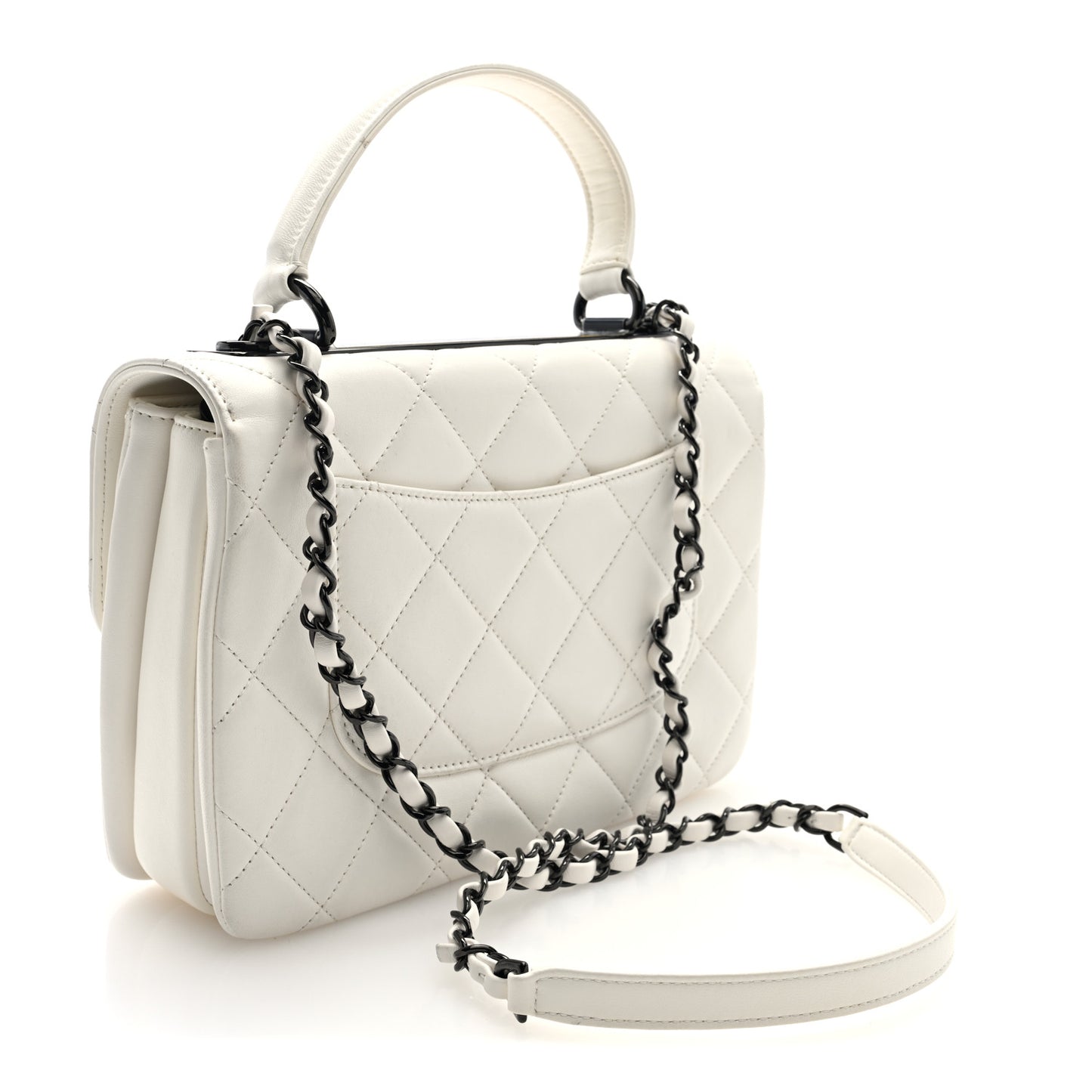 Lambskin Quilted Small Trendy CC Dual Handle Flap Bag White