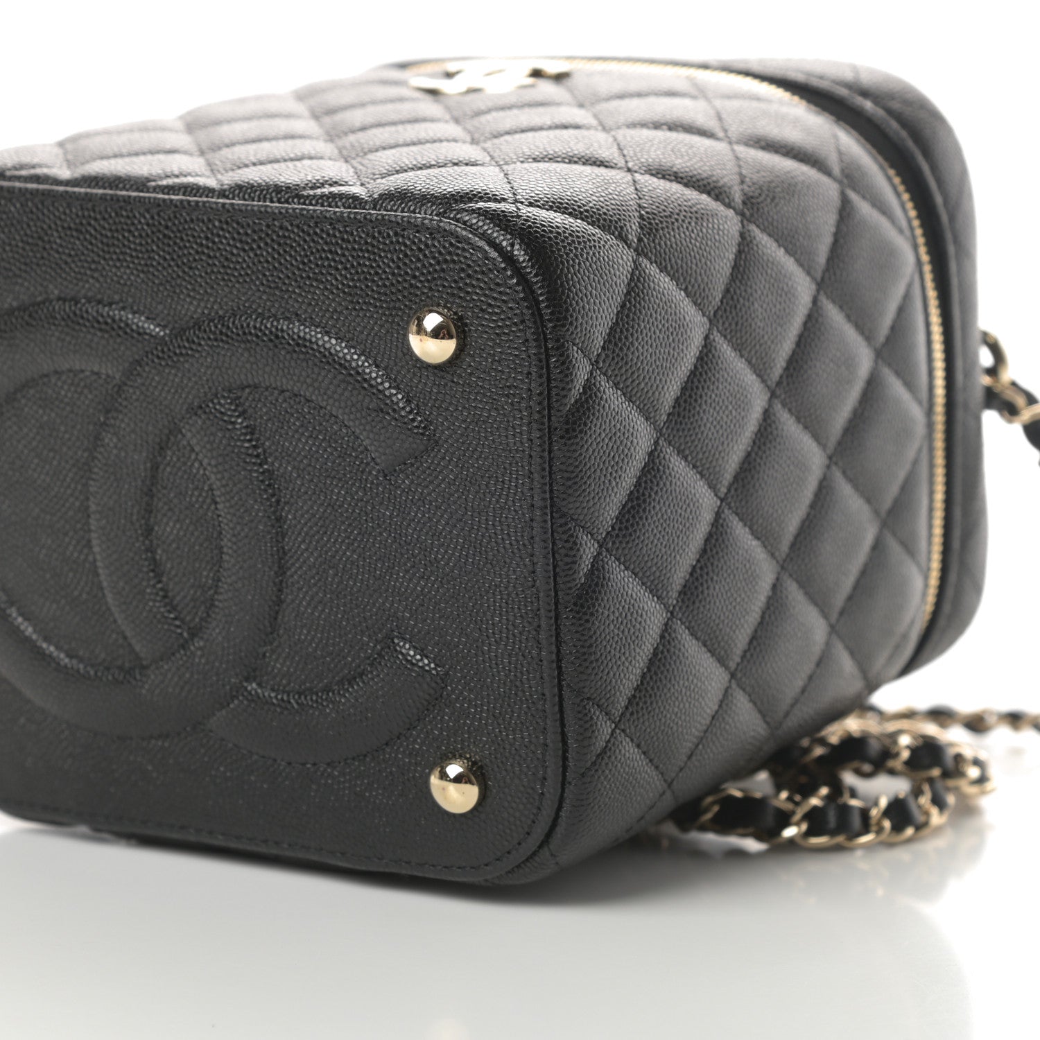 Chanel Caviar Quilted Small Top Handle Vanity Case With Chain Black 10 of 10