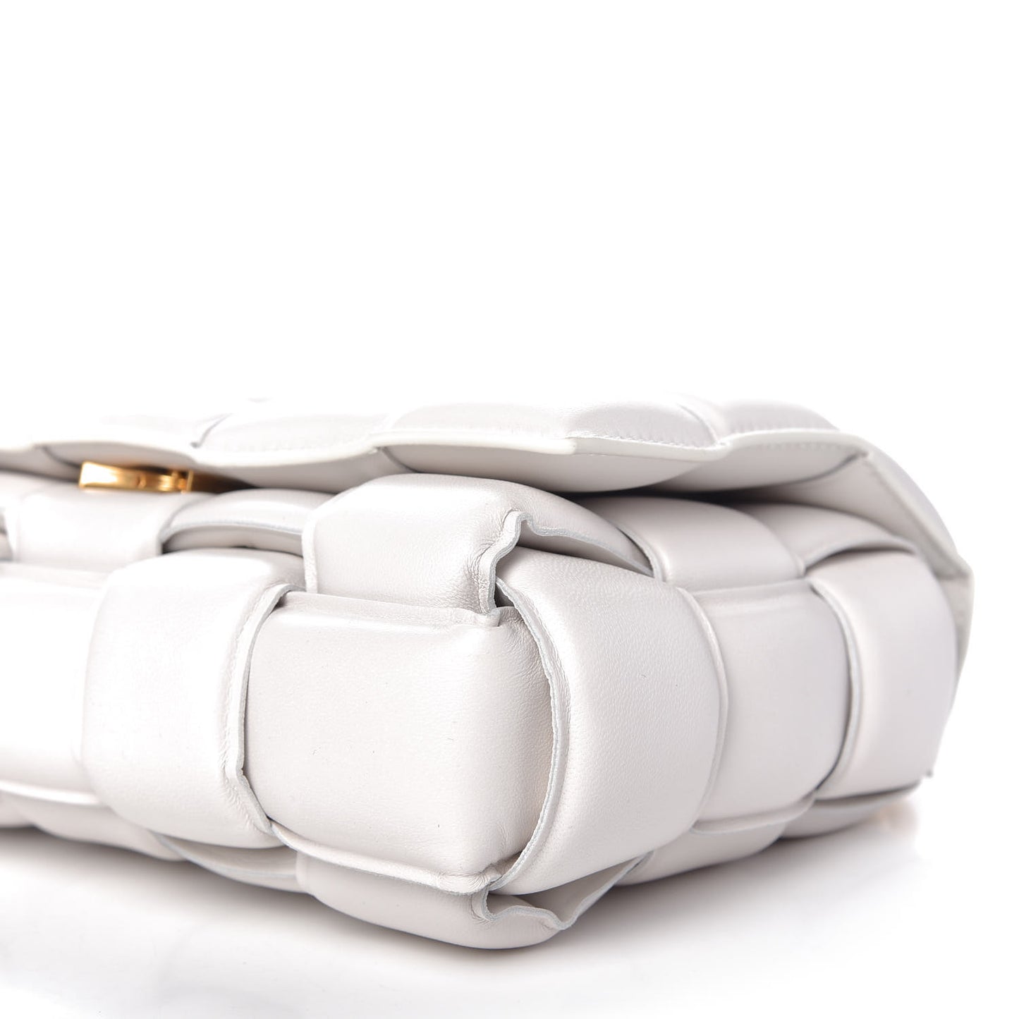 Lambskin Maxi Intreccio Padded Chain Cassette Crossbody Bag White