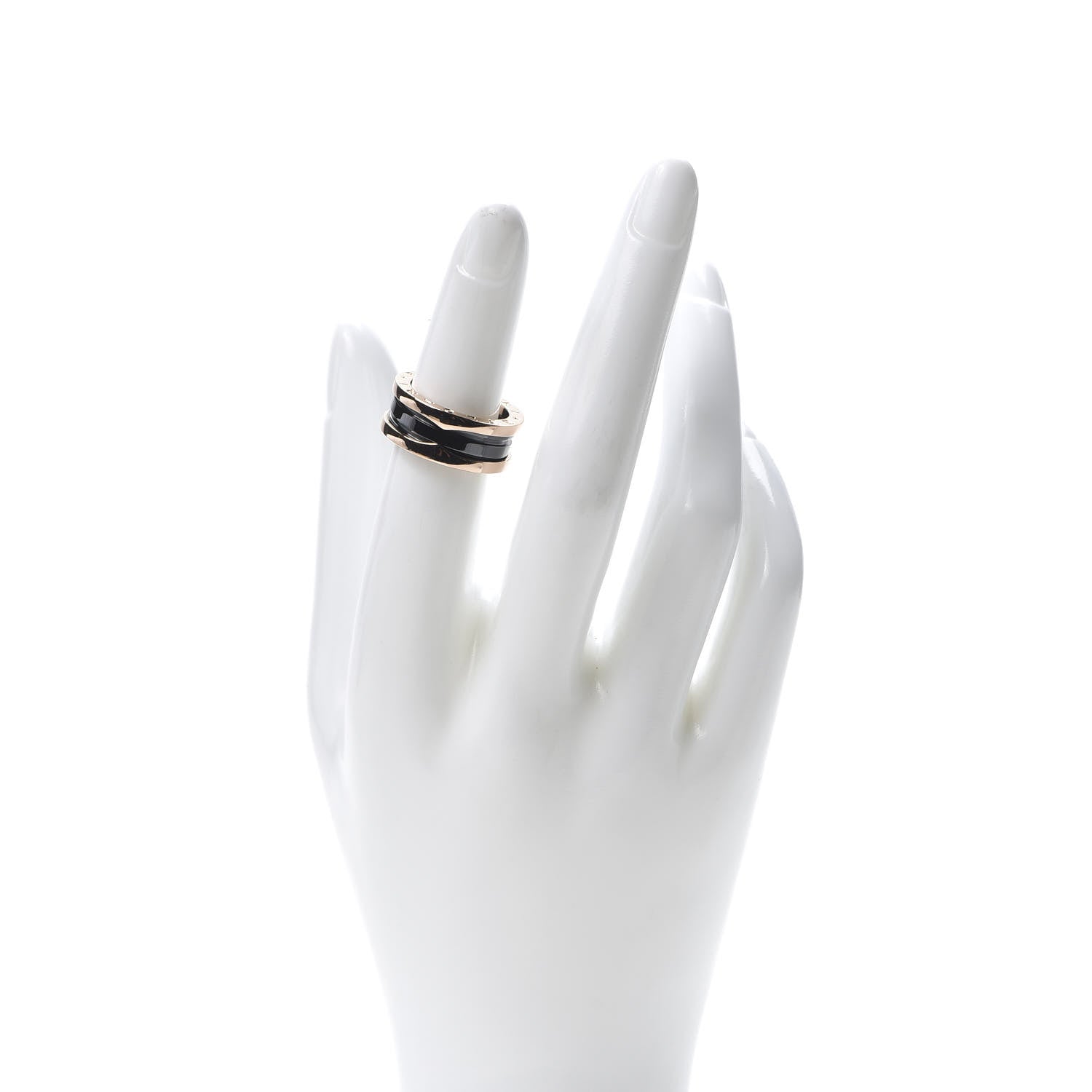 Bulgari 18K Rose Gold Black Ceramic B.Zero1 Two-Band Ring 50 5.25 2 of 8