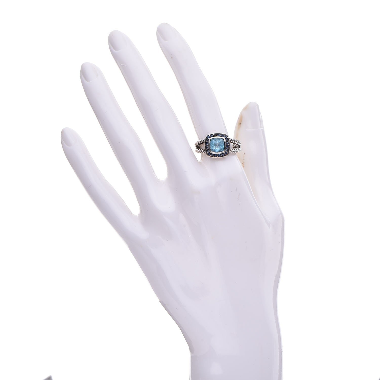 David Yurman Sterling Silver Blue Topaz Sapphire 7mm Petite Cable Candy Ring 55 7.25 2 of 5