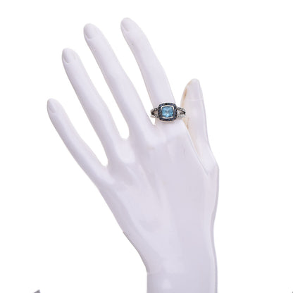 David Yurman Sterling Silver Blue Topaz Sapphire 7mm Petite Cable Candy Ring 55 7.25 2 of 5