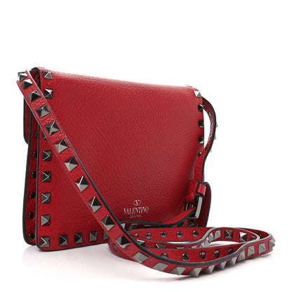 Valentino Garavani Pebbled Calfskin Medium Rockstud Flip Lock Crossbody Bag Red 3 of 9