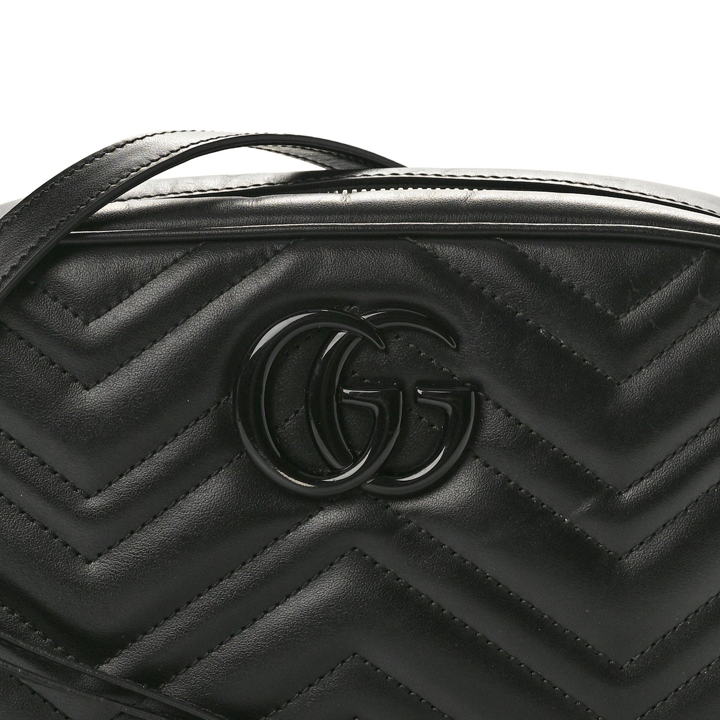 Calfskin Matelasse Monochrome Small GG Marmont Chain Shoulder Bag Black