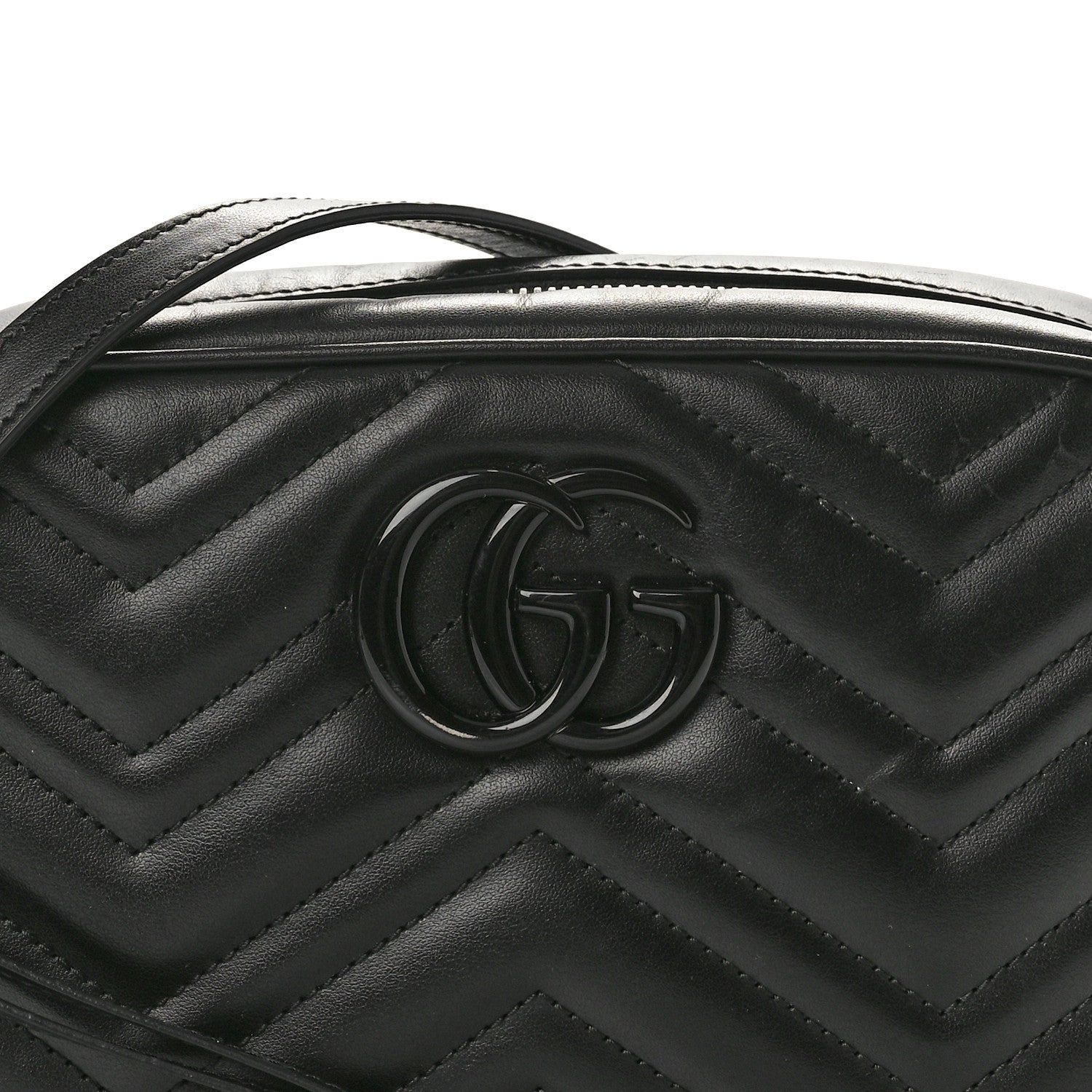 Gucci Calfskin Matelasse Monochrome Small GG Marmont Chain Shoulder Bag Black 8 of 10