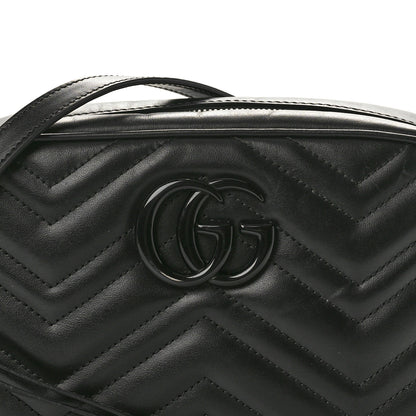 Gucci Calfskin Matelasse Monochrome Small GG Marmont Chain Shoulder Bag Black 8 of 10