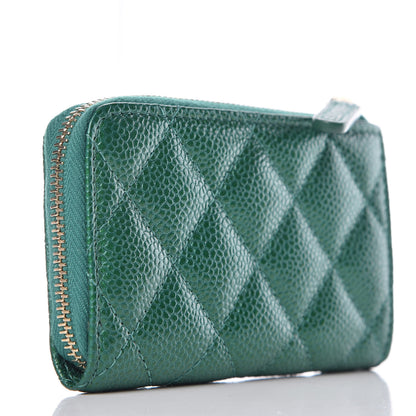 Chanel Metallic Caviar Quilted Key Holder Case Green 3 of 7