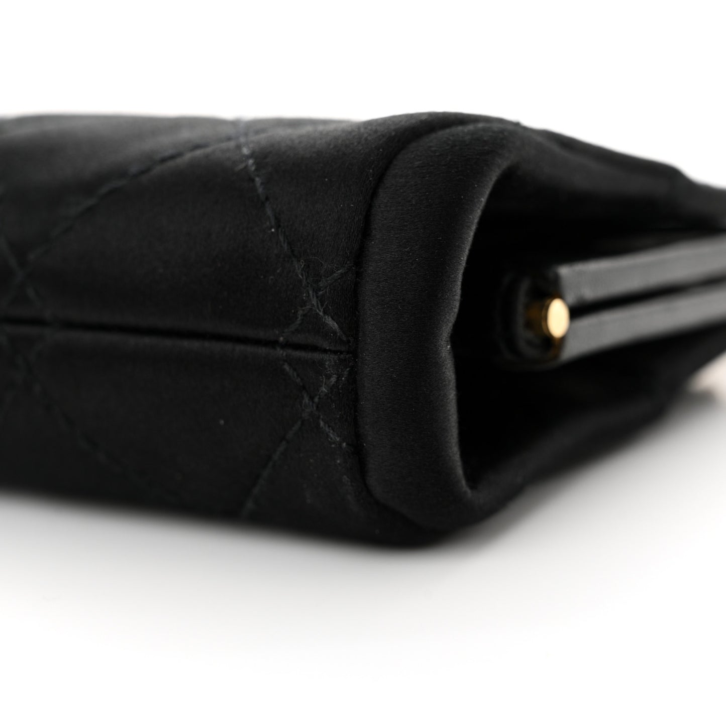 Satin Quilted Wristlet Clutch Black