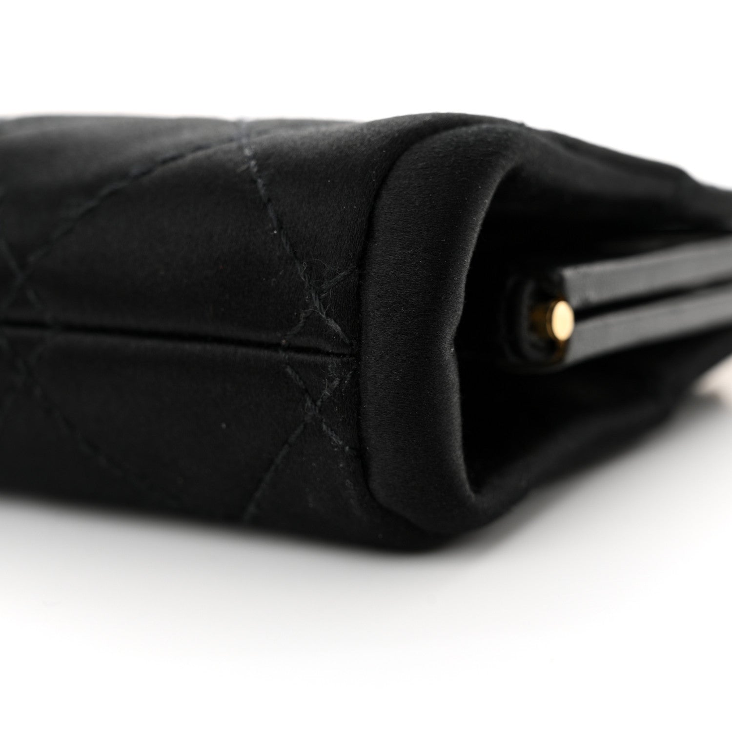 Chanel Satin Quilted Wristlet Clutch Black 10 of 12
