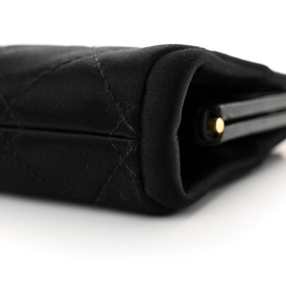 Chanel Satin Quilted Wristlet Clutch Black 10 of 12