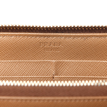 Prada Saffiano Metal Zip Around Wallet Caramel 6 of 10