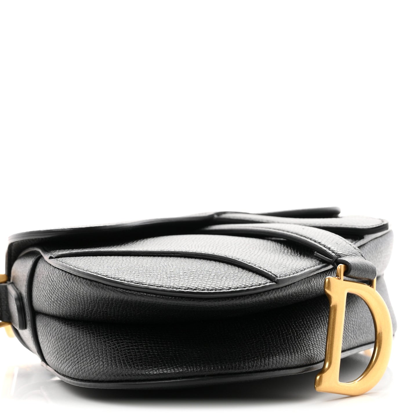 Grained Calfskin Mini Saddle Bag Black