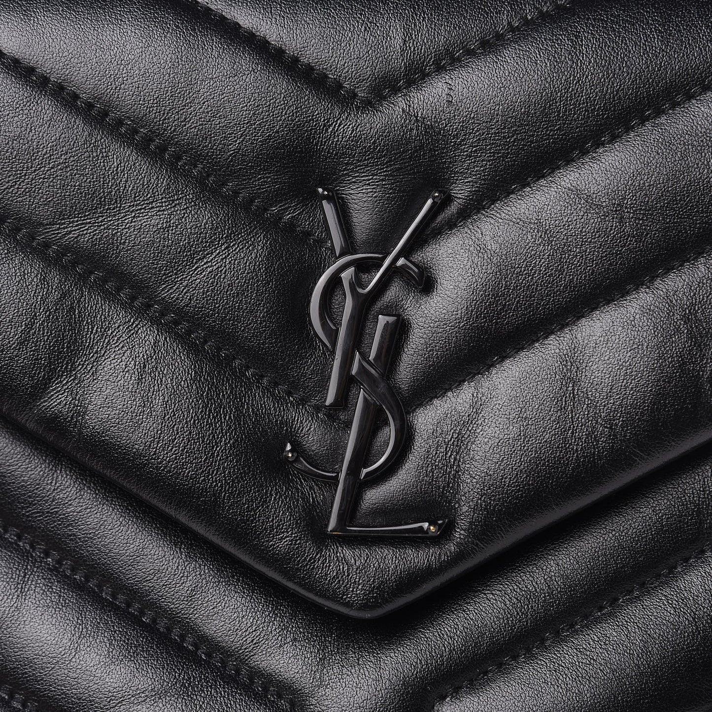 Calfskin Y Quilted Monogram Small Loulou Chain Satchel Black