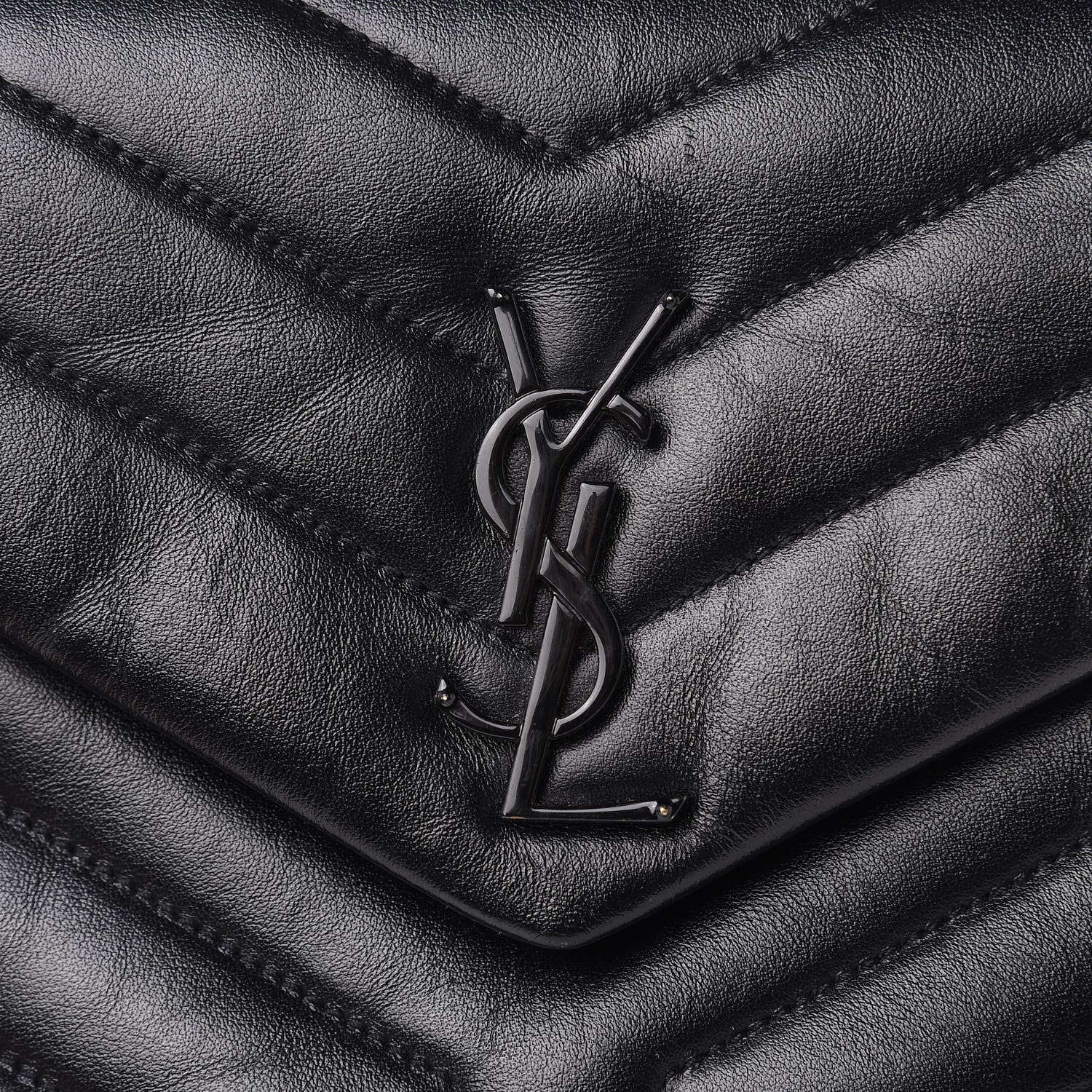 Saint Laurent Calfskin Y Quilted Monogram Small Loulou Chain Satchel Black 7 of 10