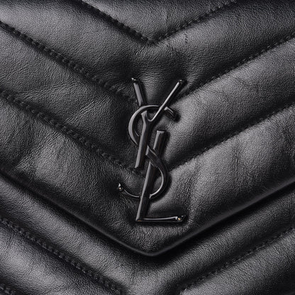 Saint Laurent Calfskin Y Quilted Monogram Small Loulou Chain Satchel Black 7 of 10