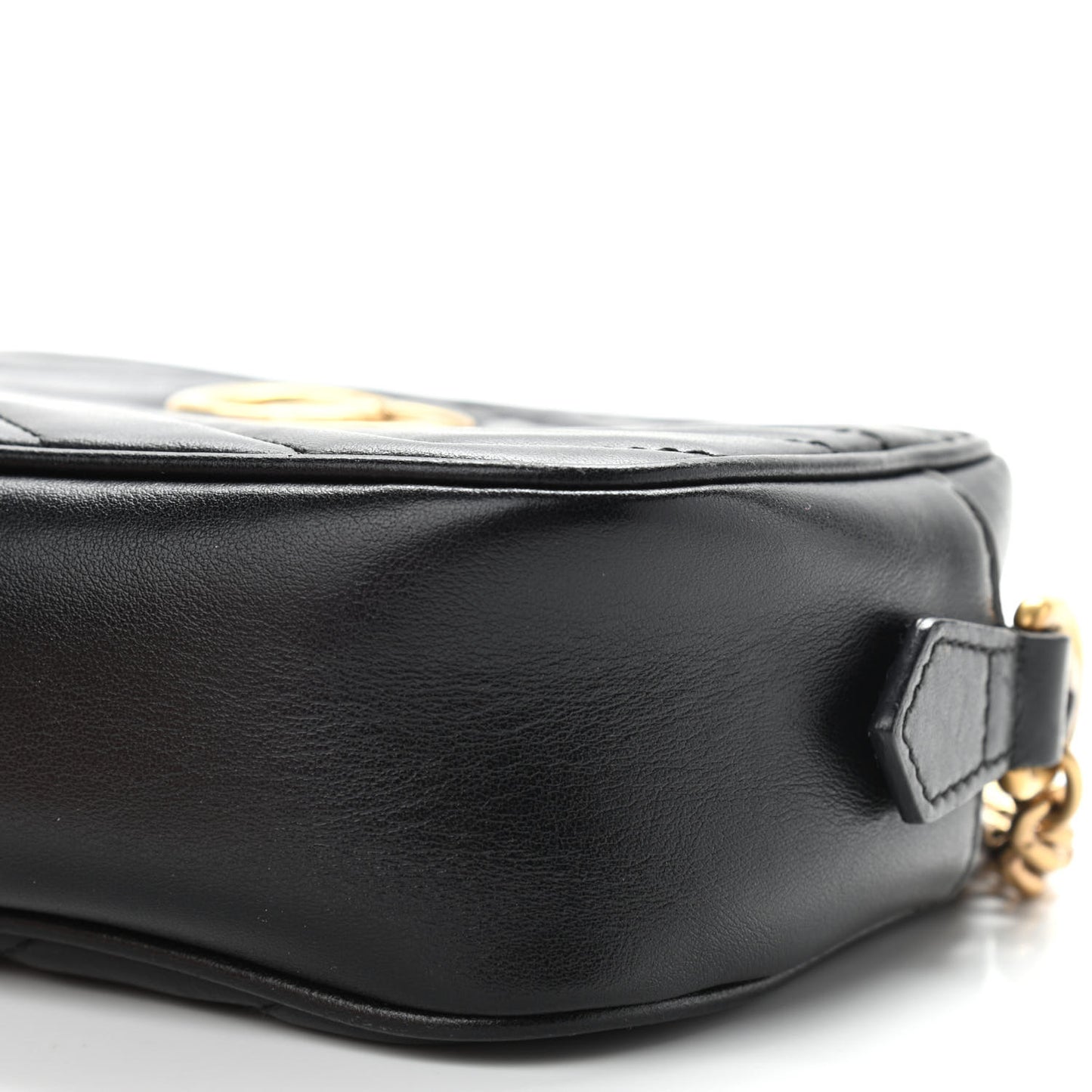 Calfskin Matelasse Mini GG Marmont Chain Shoulder Bag Black