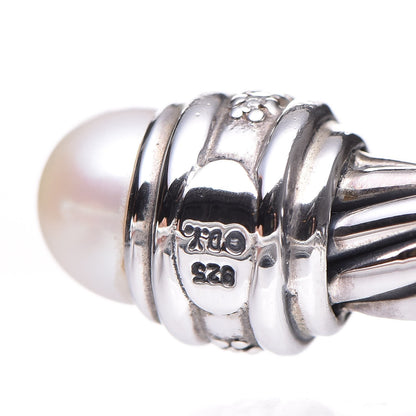 David Yurman Sterling Silver Diamond Pearl 7mm Cable Classics Bracelet 5 of 5