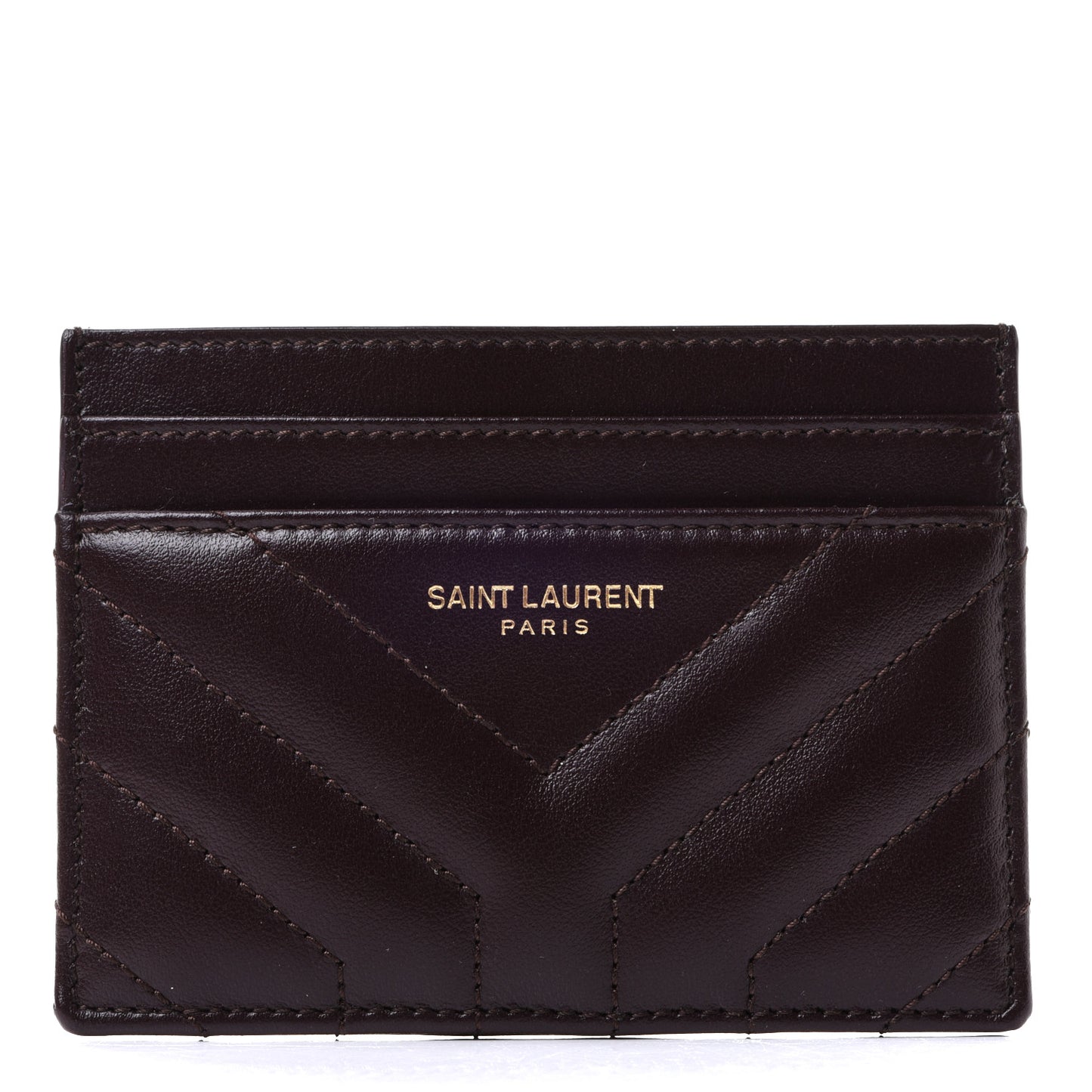Calfskin Y Quilted Joan Credit Card Case Umber