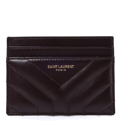 Saint Laurent Calfskin Y Quilted Joan Credit Card Case Umber 1 of 7