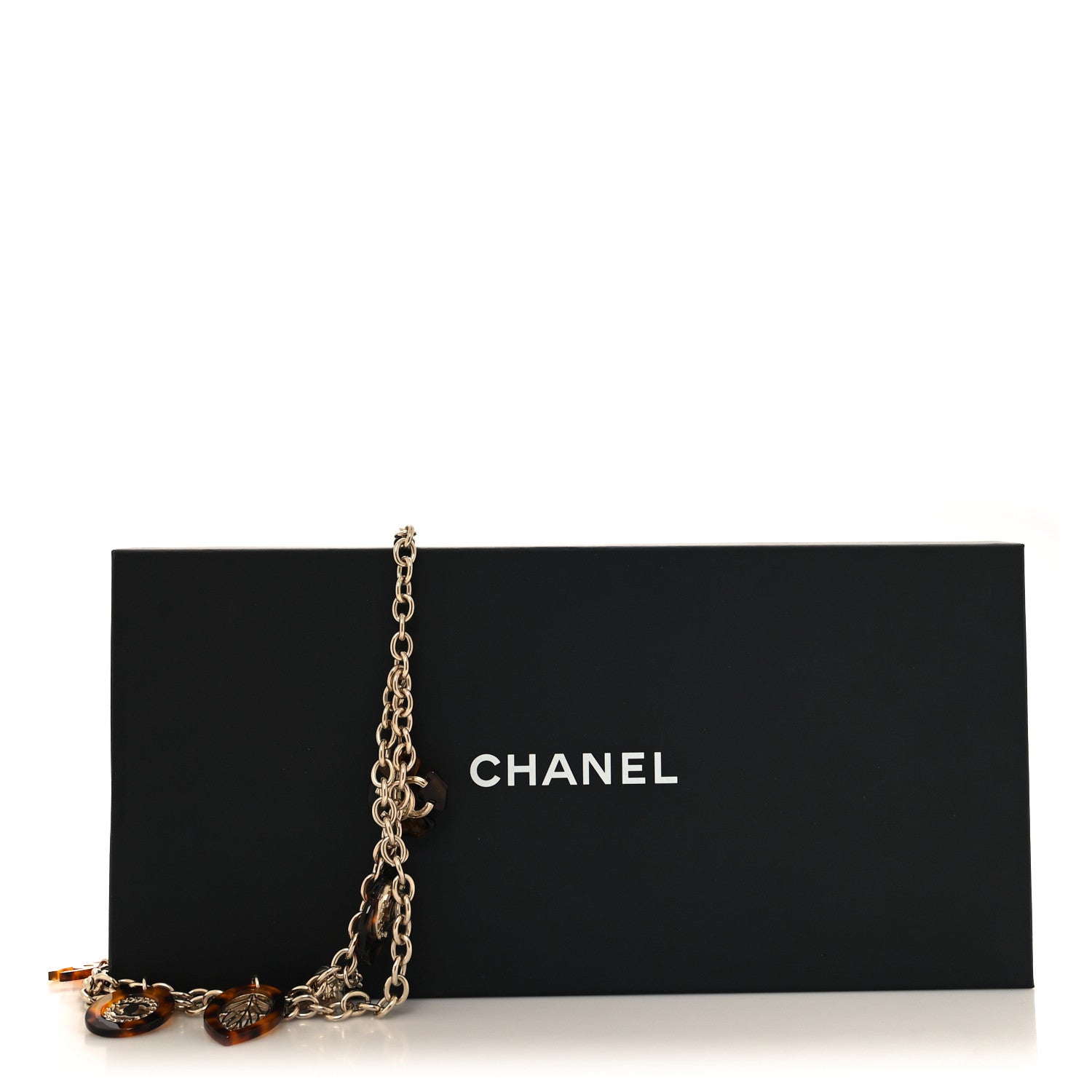 Chanel Resin Chain Logo Acorn Charm Belt 90 36 Tortoise Gold 4 of 4