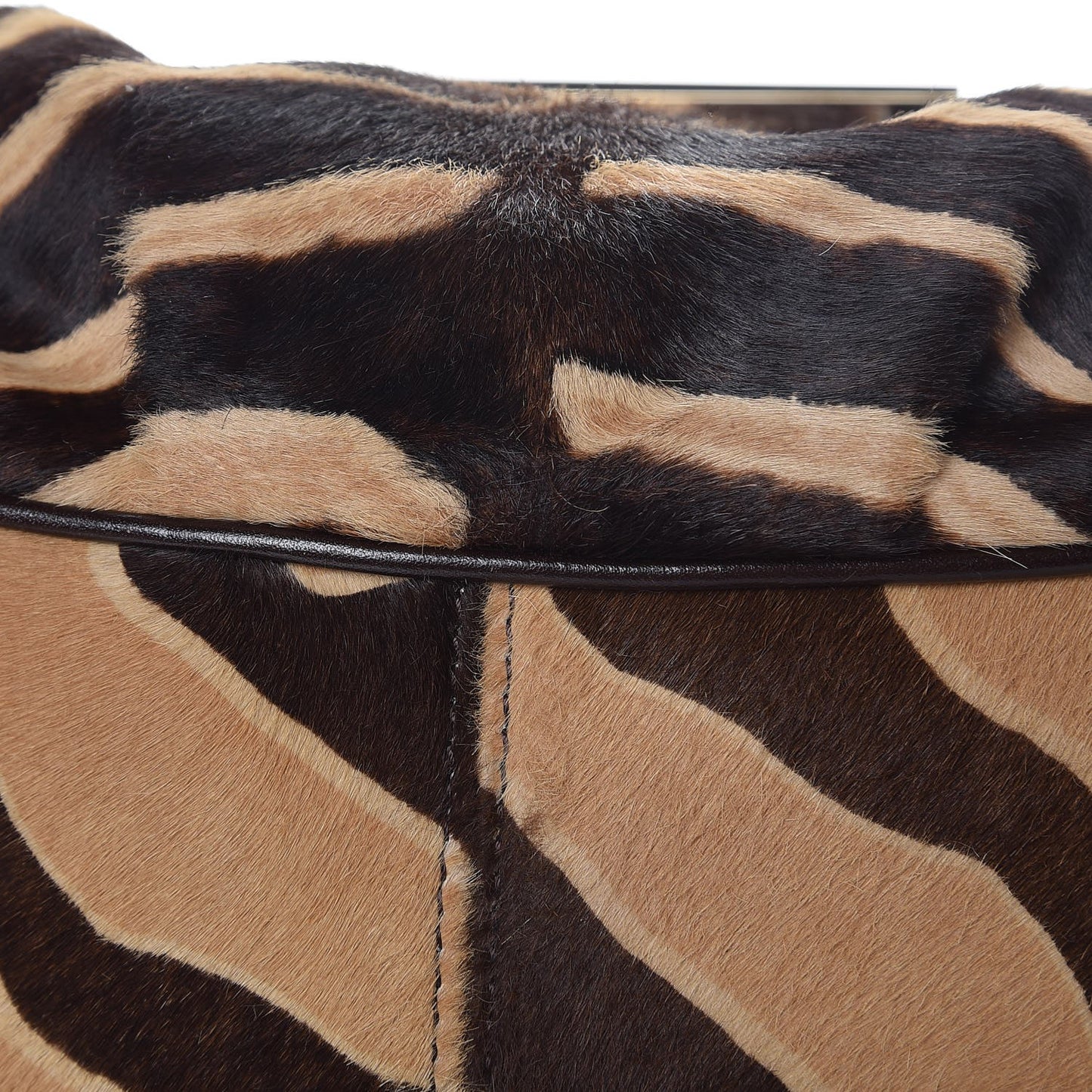 Calf Hair Zebra Print Mia Shoulder Flap Miele Moro