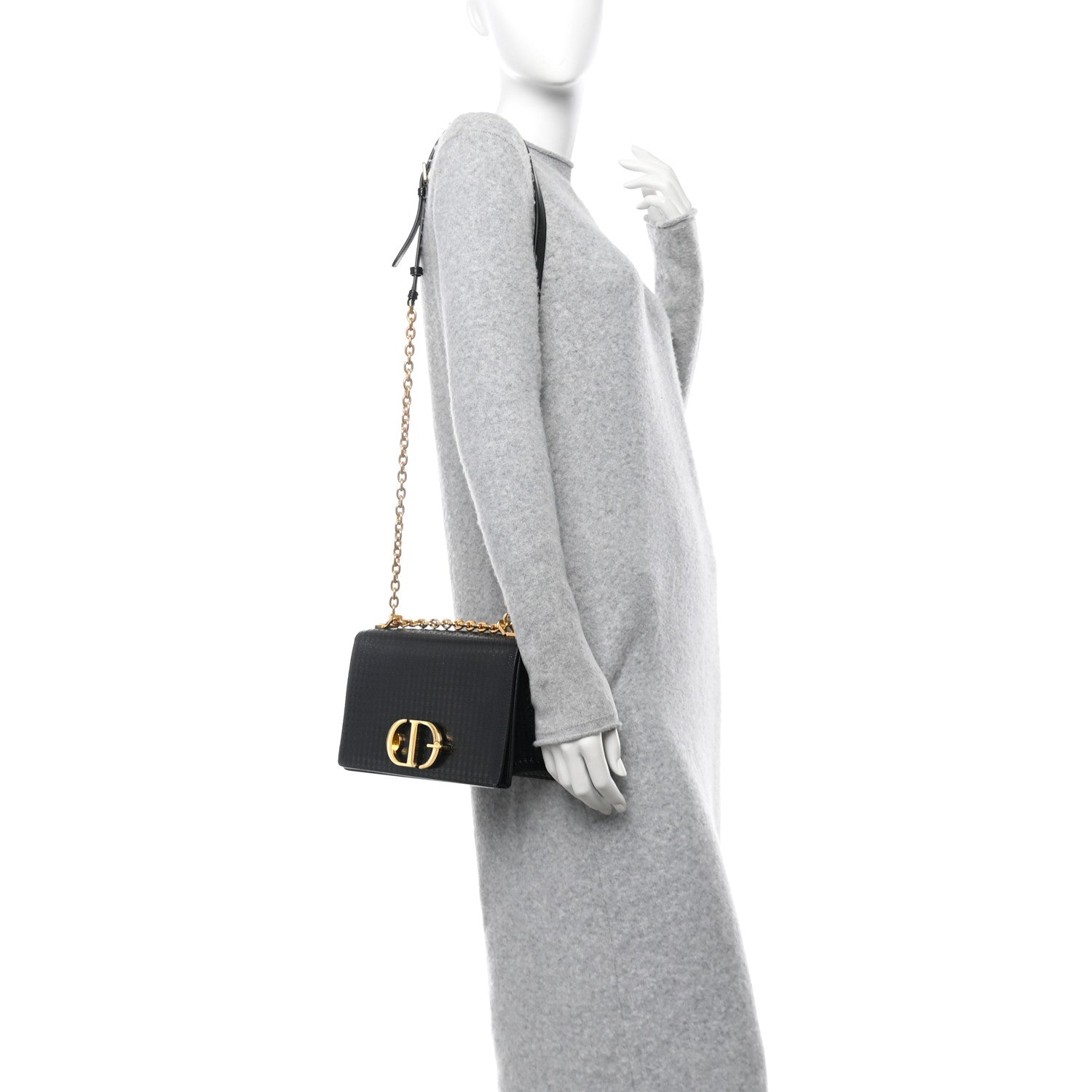 Christian Dior Patent Micro-Cannage 30 Montaigne Chain Flap Bag Black 2 of 11