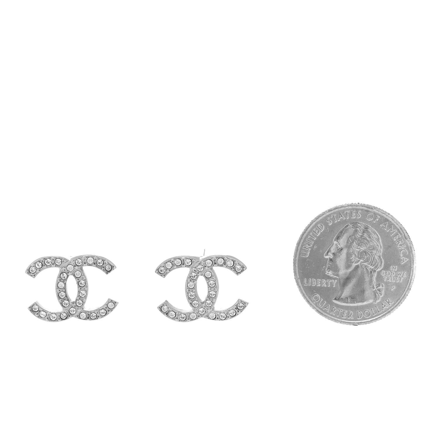 Crystal CC Earrings Silver