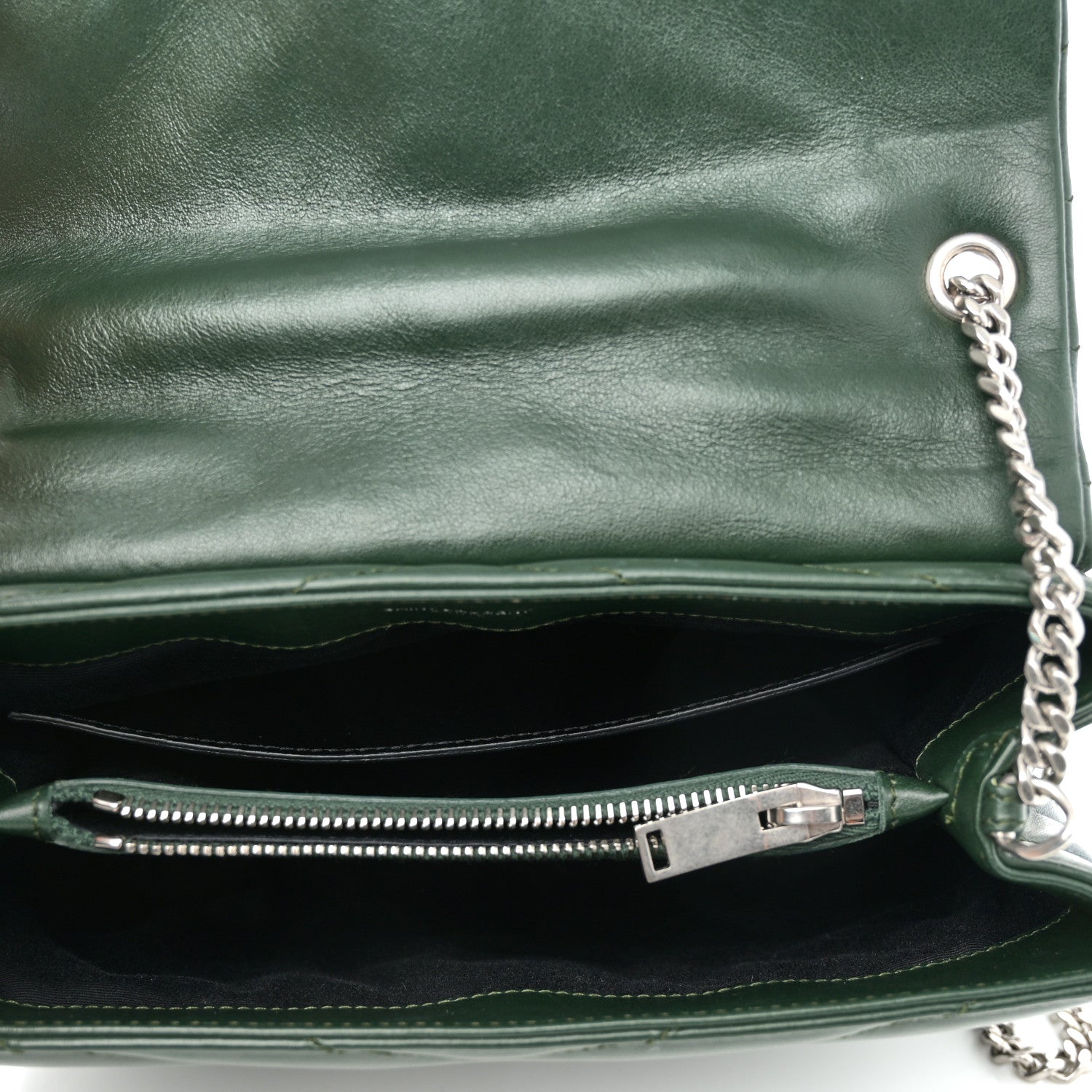 Saint Laurent Calfskin Y Quilted Monogram Small Loulou Chain Satchel Olive 5 of 9