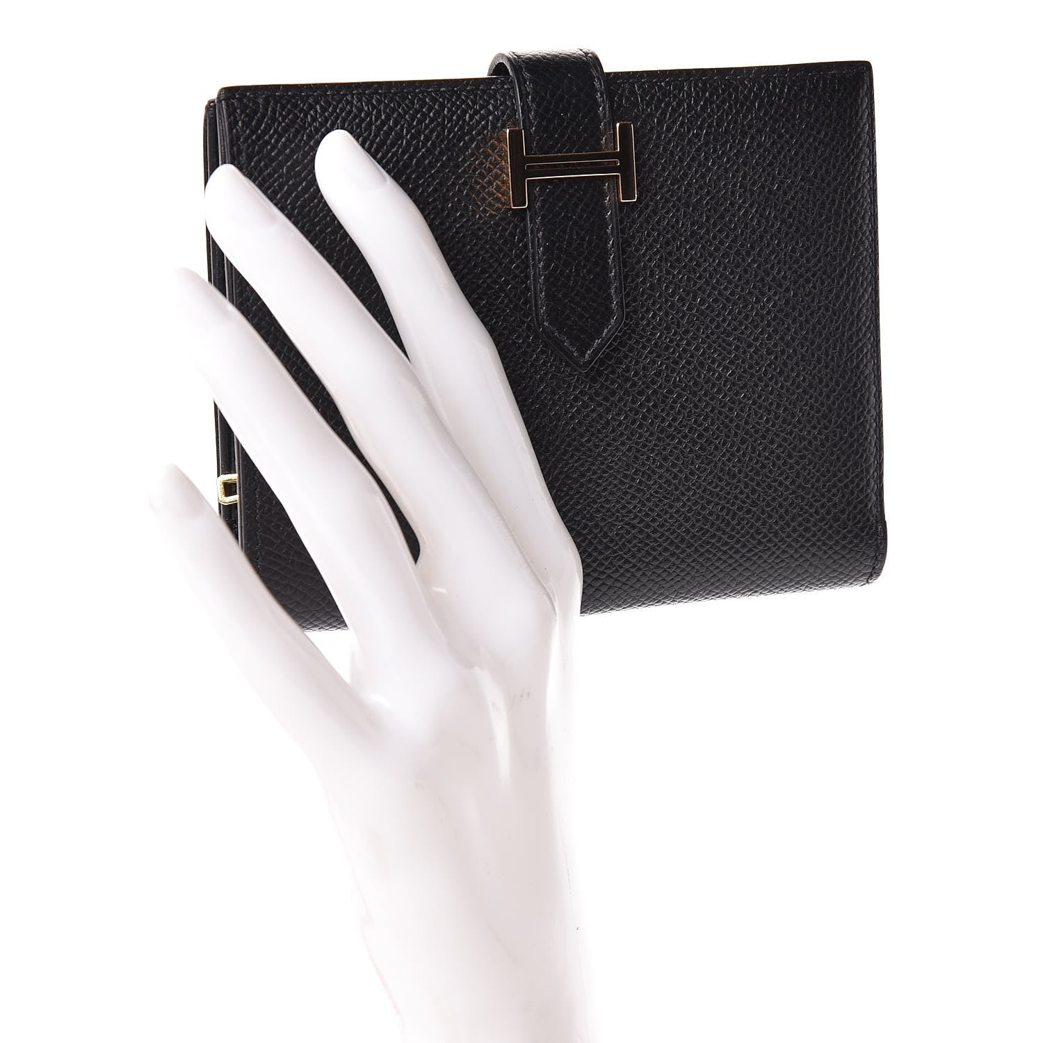 Hermes Epsom Bearn Compact Wallet Black 2 of 8