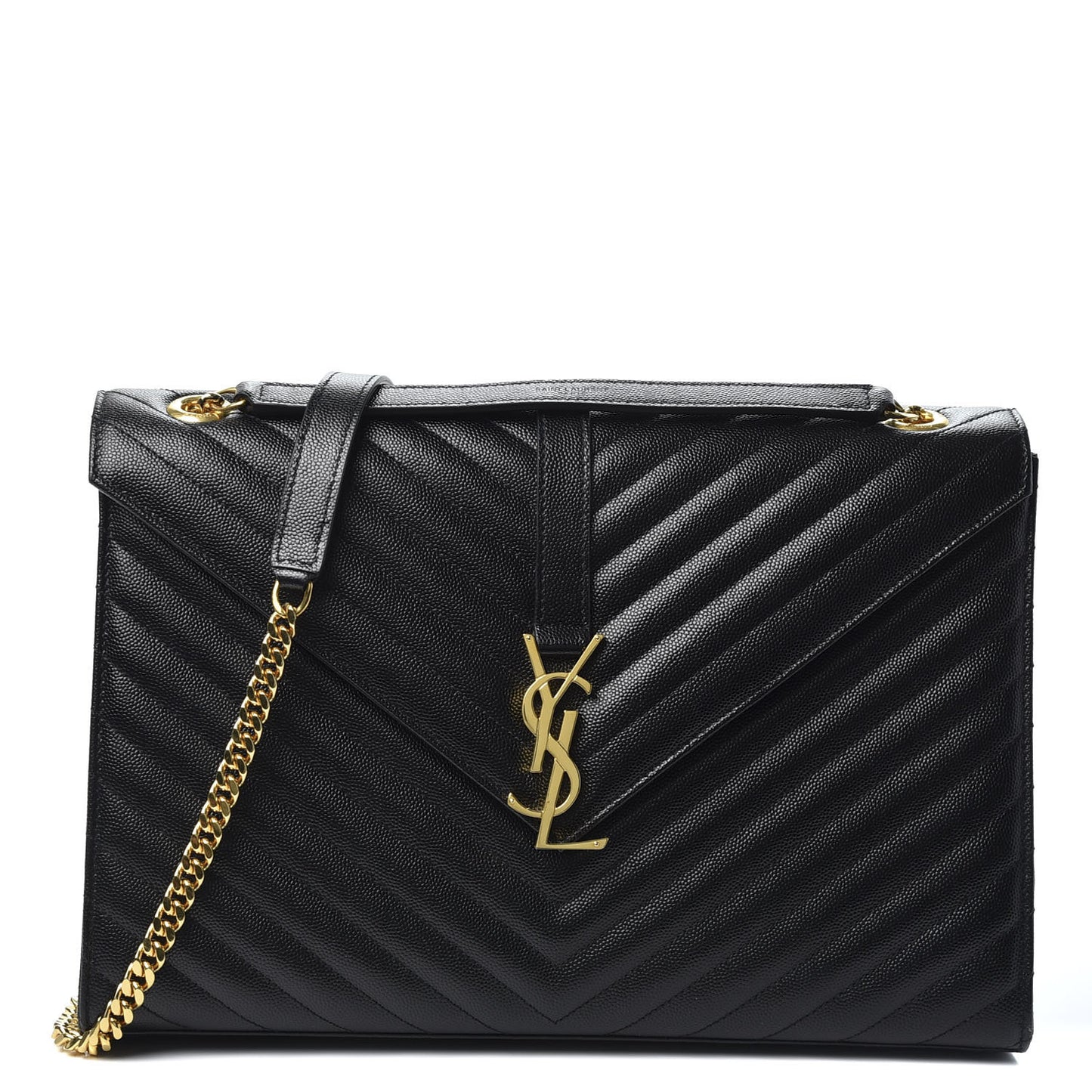 Grain De Poudre Matelasse Chevron Large Monogram Satchel Black
