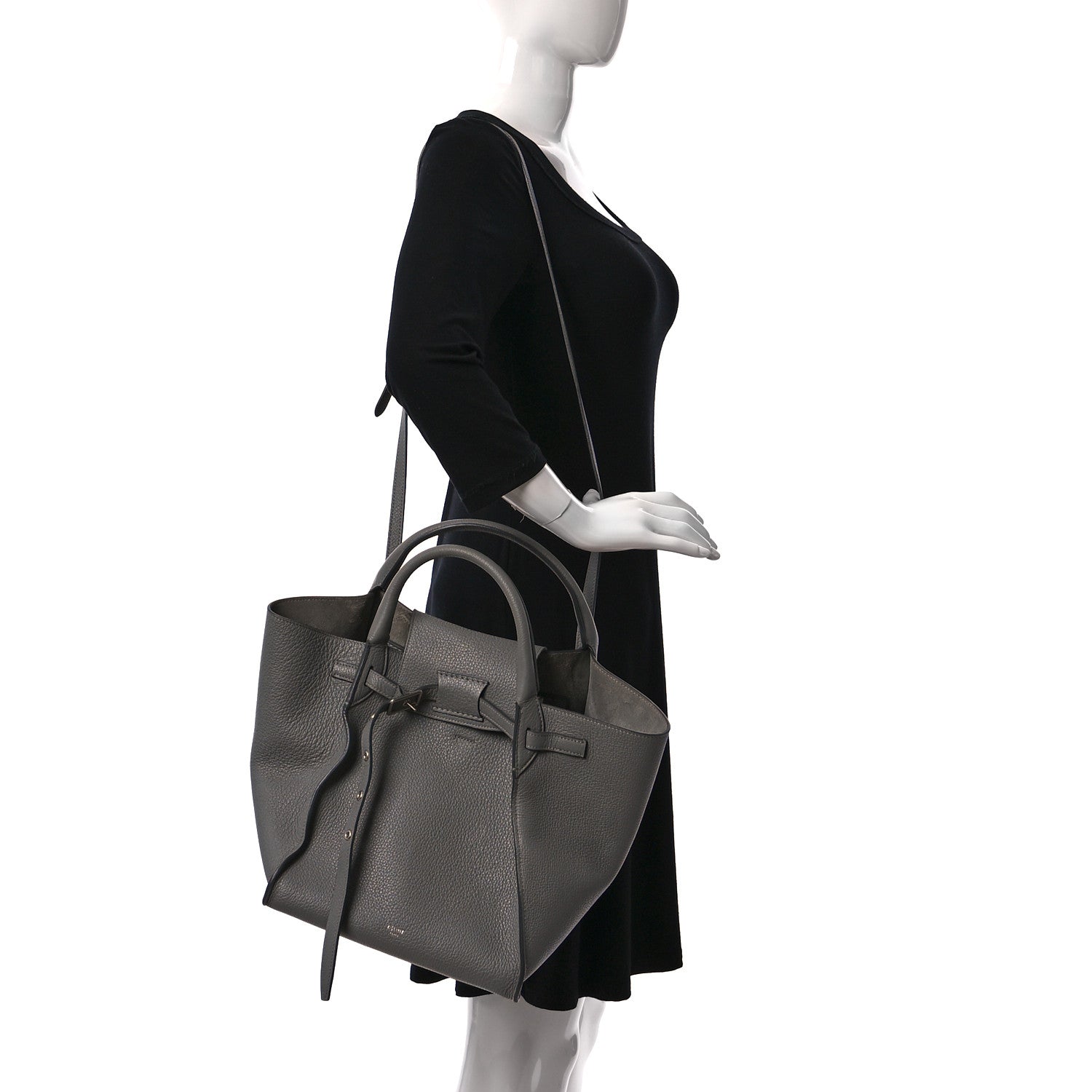 Celine Supple Calfskin Long Strap Small Big Bag Zinc 2 of 13