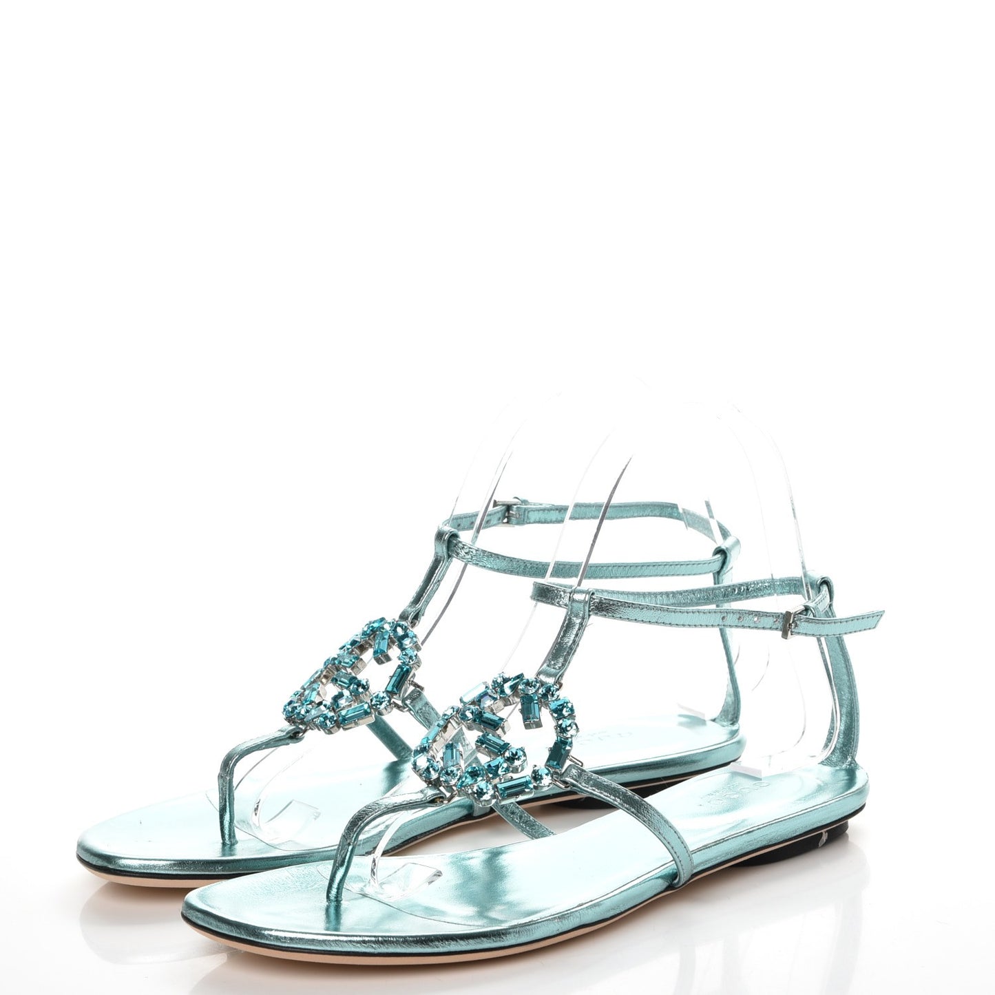 Nappa Crystal GG Thong Sandals 36 Lago
