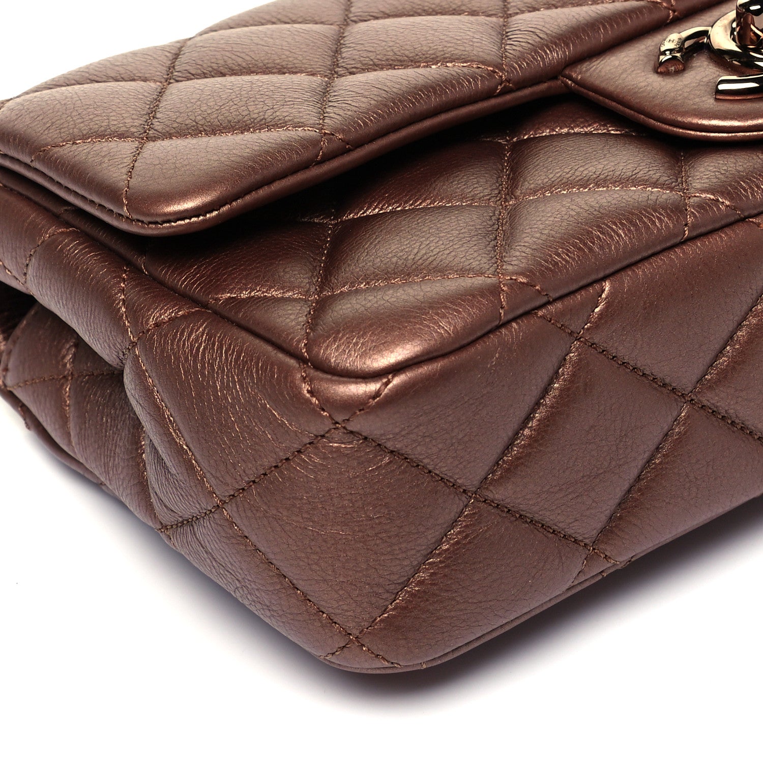 Chanel Iridescent Goatskin Quilted Small CC Eyelet Flap Copper 8 of 9