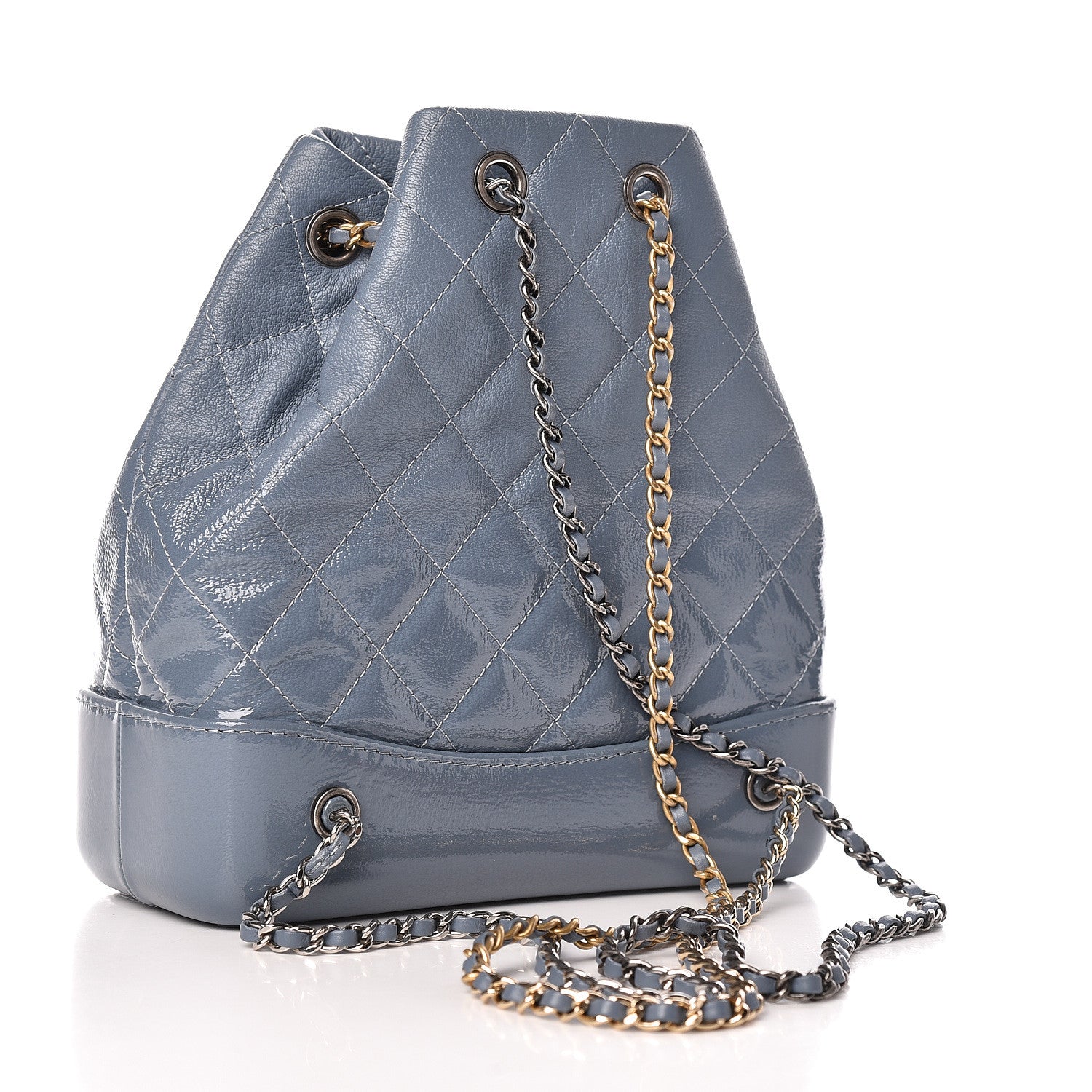 Chanel Patent Goatskin Quilted Small Gabrielle Backpack Blue 3 of 12