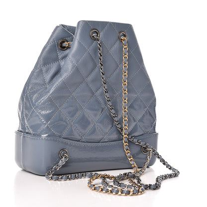 Chanel Patent Goatskin Quilted Small Gabrielle Backpack Blue 3 of 12