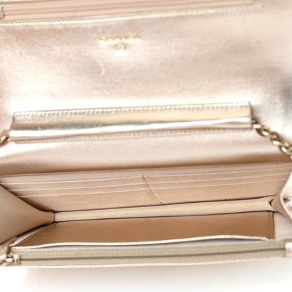 Chanel Metallic Lambskin Quilted Wallet On Chain WOC Gold 4 of 6